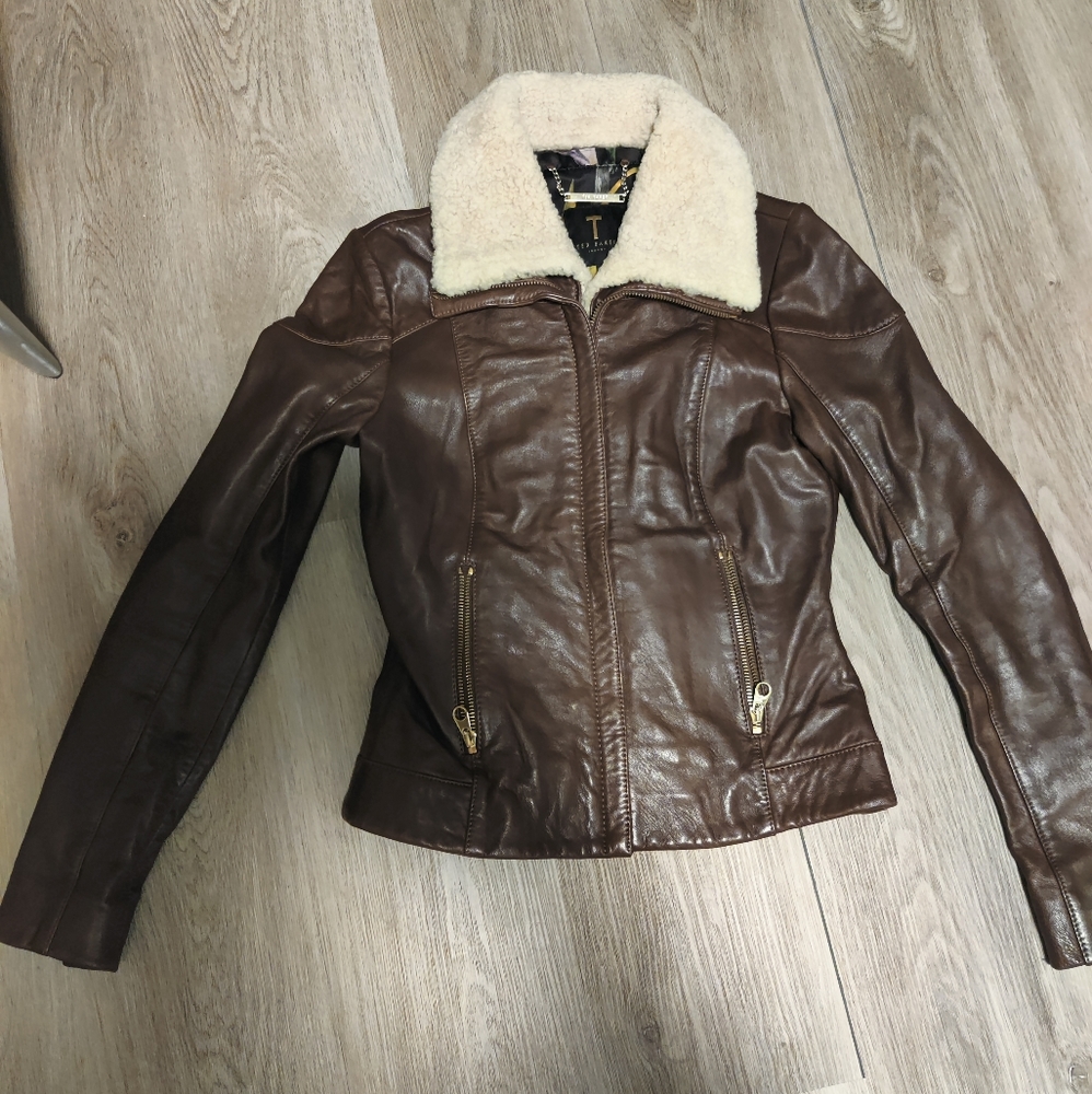 Ted baker leather jacket size 0